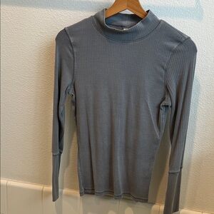 Free People Heather Gray Ribbed Top